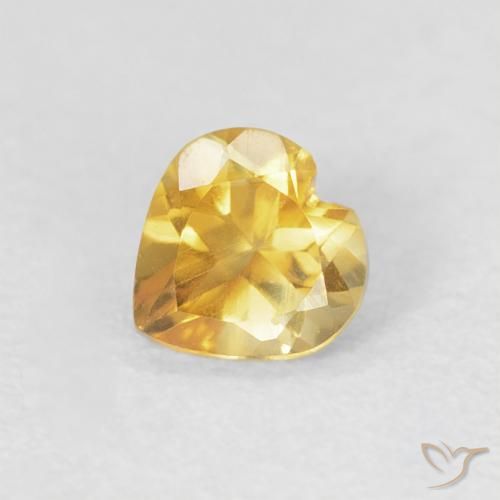 0.38ct Natural Medium Golden Citrine, Heart, VVS-VS