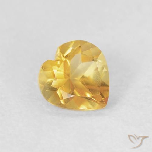 0.38 ct Golden Citrine Stone, Natural Citrine in Heart Facet Shape for Sale