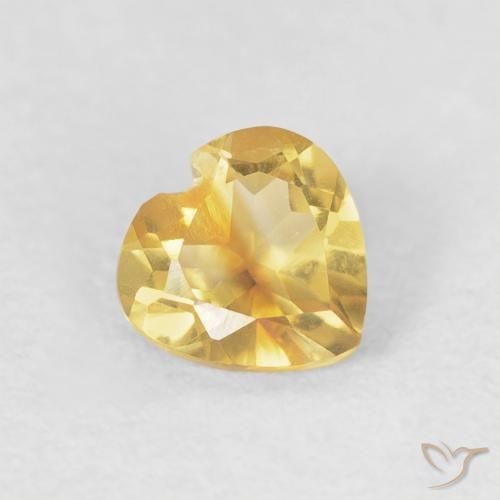0.42 ct Golden Citrine Stone, Natural Citrine in Heart Facet Shape for Sale