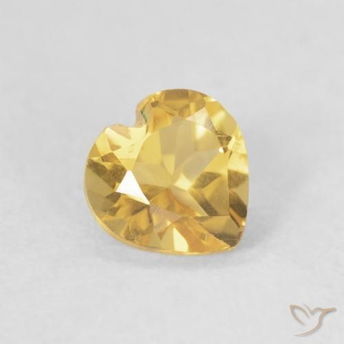 0.42 ct Golden Citrine Stone, Natural Citrine in Heart Facet Shape for Sale