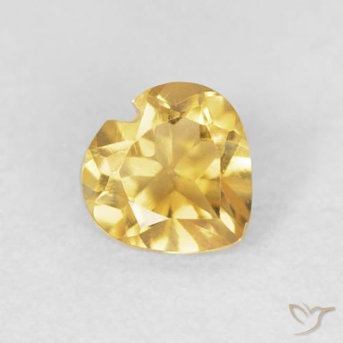 0.48 ct Golden Citrine Stone, Natural Citrine in Heart Facet Shape for Sale