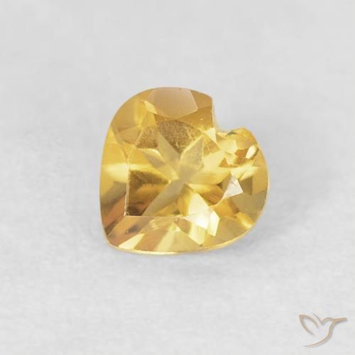 0.39ct Natural Medium Golden Citrine, Heart, VVS-VS