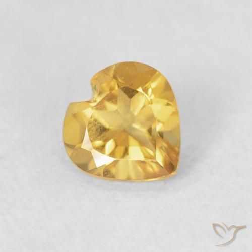 0.39 ct Golden Citrine Stone, Natural Citrine in Heart Facet Shape for Sale