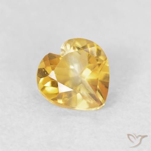0.42 ct Golden Citrine Stone, Natural Citrine in Heart Facet Shape for Sale