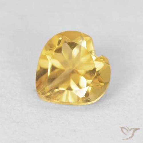 0.64ct Natural Medium Golden Citrine, Heart, VVS-VS