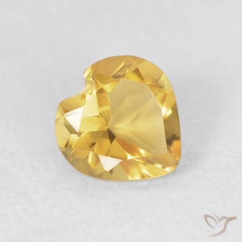 0.64 ct Golden Citrine Stone, Natural Citrine in Heart Facet Shape for Sale