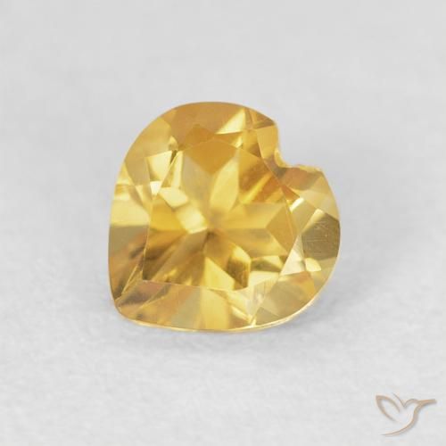 0.67 ct Golden Citrine Stone, Natural Citrine in Heart Facet Shape for Sale