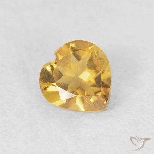 0.34 ct Golden Citrine Stone, Natural Citrine in Heart Facet Shape for Sale