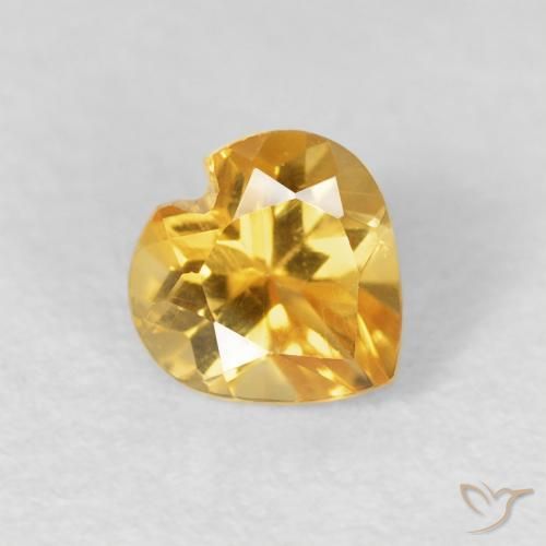 0.56 ct Golden Citrine Stone, Natural Citrine in Heart Facet Shape for Sale
