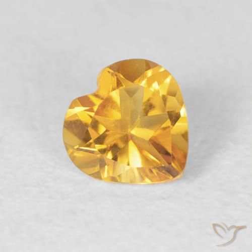 0.41 ct Golden Citrine Stone, Natural Citrine in Heart Facet Shape for Sale