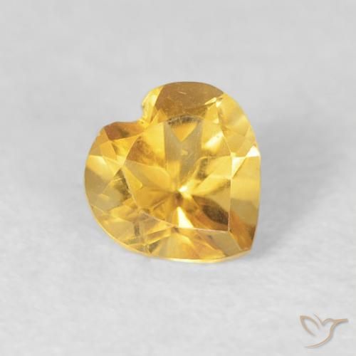 0.42 ct Golden Citrine Stone, Natural Citrine in Heart Facet Shape for Sale
