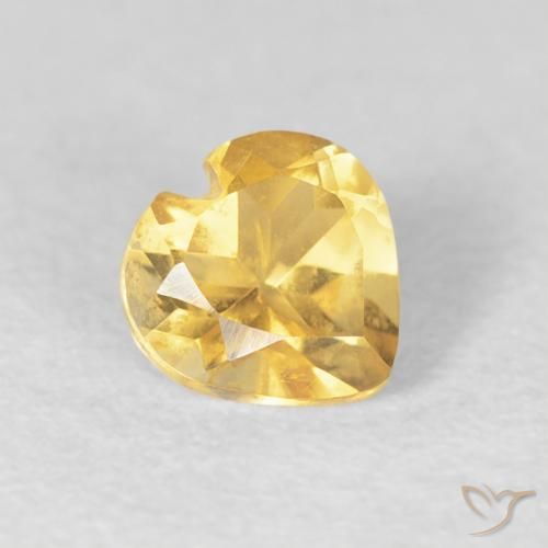 0.43 ct Yellow Citrine Stone, Natural Citrine in Heart Facet Shape for Sale