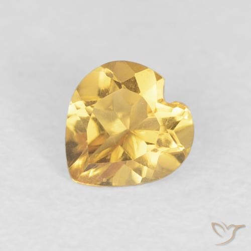 0.42ct Natural Light Yellow Citrine, Heart, VVS
