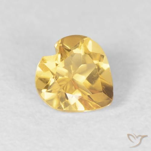 0.42 ct Yellow Citrine Stone, Natural Citrine in Heart Facet Shape for Sale