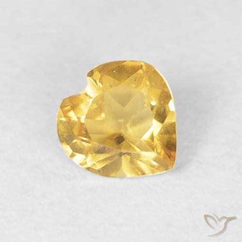 0.34 ct Yellow Citrine Stone, Natural Citrine in Heart Facet Shape for Sale