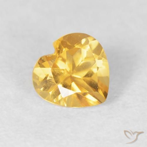 0.45 ct Yellow Citrine Stone, Natural Citrine in Heart Facet Shape for Sale