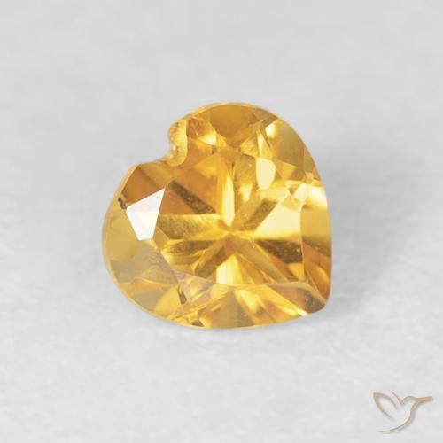 0.45 ct Golden Citrine Stone, Natural Citrine in Heart Facet Shape for Sale