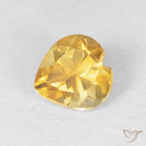 0.45 ct Golden Citrine Stone, Natural Citrine in Heart Facet Shape for Sale