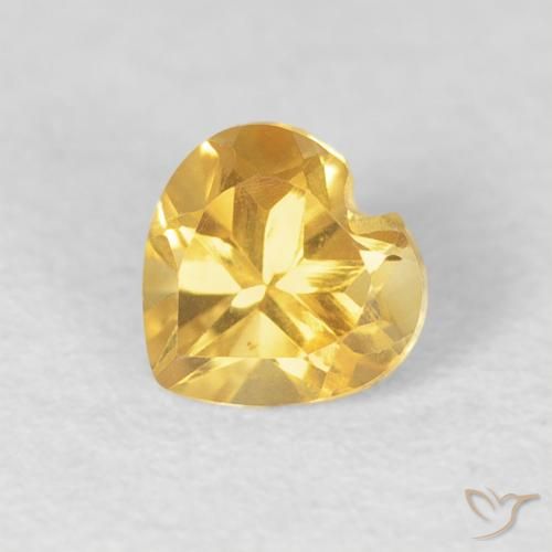 0.46 ct Golden Citrine Stone, Natural Citrine in Heart Facet Shape for Sale