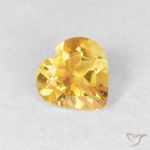 0.38 ct Golden Citrine Stone, Natural Citrine in Heart Facet Shape for Sale