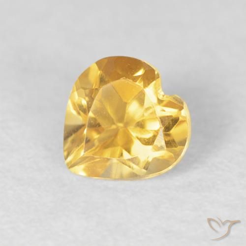 0.45 ct Golden Citrine Stone, Natural Citrine in Heart Facet Shape for Sale