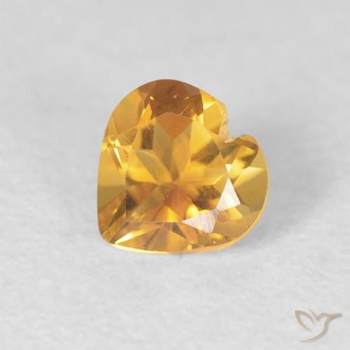 0.40 ct Golden Citrine Stone, Natural Citrine in Heart Facet Shape for Sale