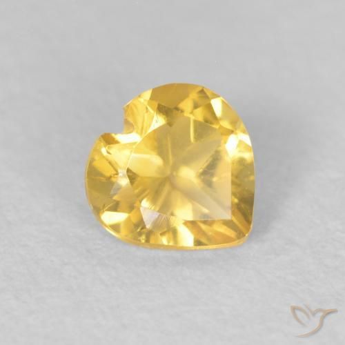 0.35 ct Golden Citrine Stone, Natural Citrine in Heart Facet Shape for Sale