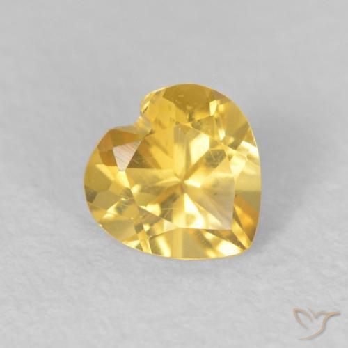 0.42 ct Golden Citrine Stone, Natural Citrine in Heart Facet Shape for Sale