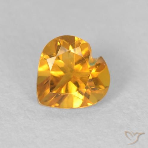 0.43ct Natural Medium Light Orange-Gold Citrine, Heart, VVS