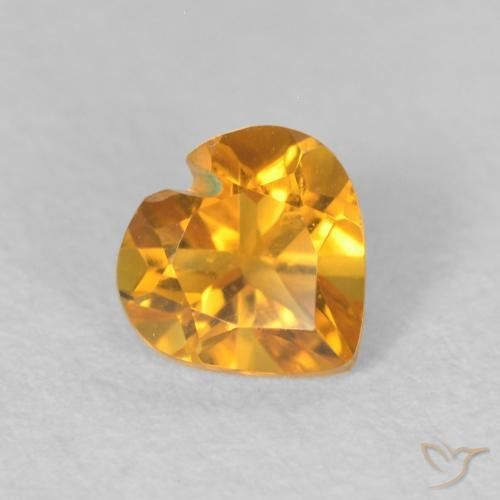 0.43 ct Golden Citrine Stone, Natural Citrine in Heart Facet Shape for Sale