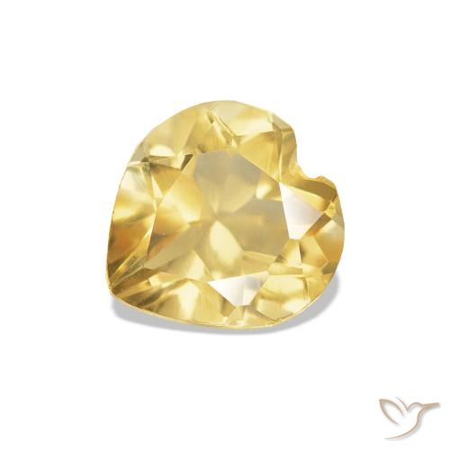0.63 ct Yellow Citrine Gemstone, Citrine Gem in Heart Facet Shape for Sale.