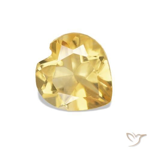 0.63 ct Yellow Citrine Stone, Natural Citrine in Heart Facet Shape for Sale