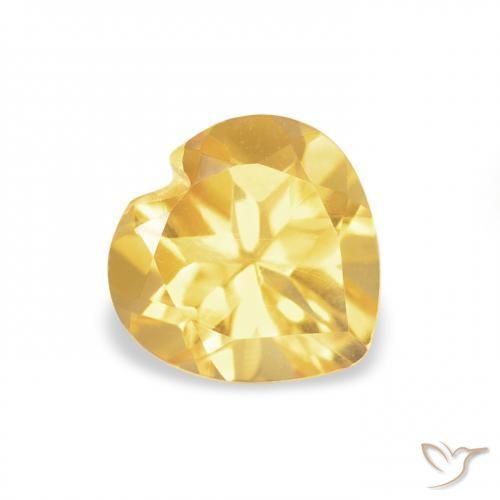 0.72 ct Golden Citrine Stone, Natural Citrine in Heart Facet Shape for Sale