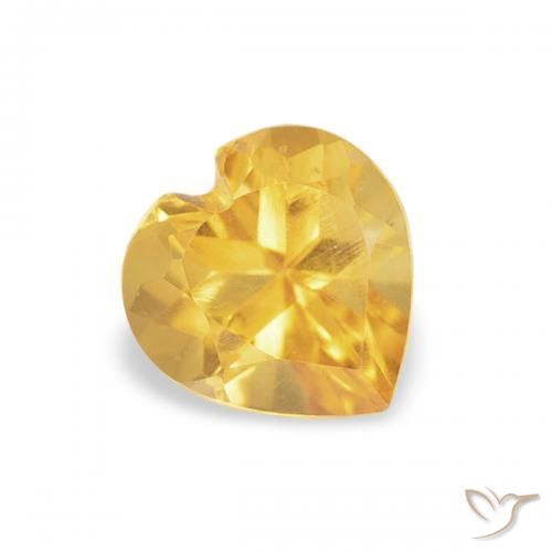 0.41 ct Golden Citrine Stone, Natural Citrine in Heart Facet Shape for Sale