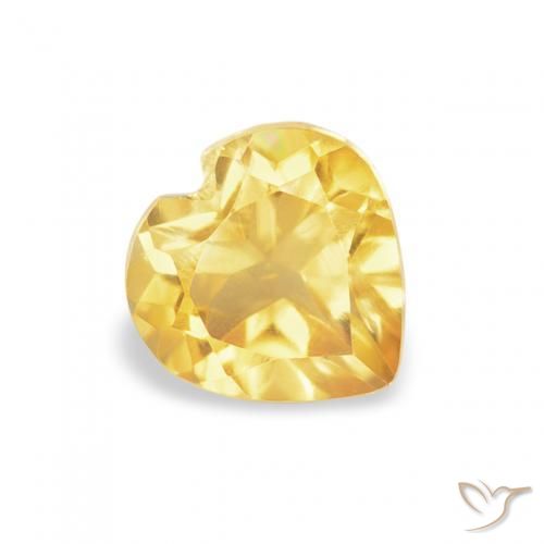 0.48 ct Golden Citrine Stone, Natural Citrine in Heart Facet Shape for Sale