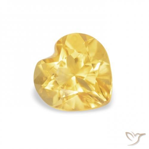 0.64 ct Golden Citrine Stone, Natural Citrine in Heart Facet Shape for Sale