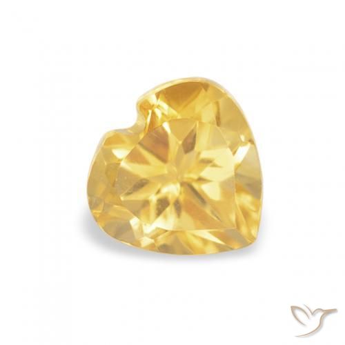 0.57 ct Golden Citrine Stone, Natural Citrine in Heart Facet Shape for Sale