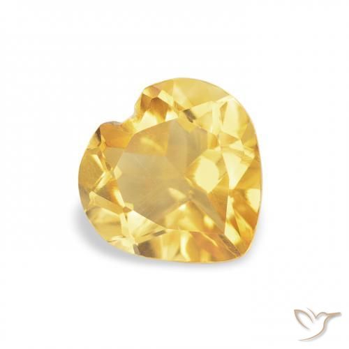 0.67 ct Golden Citrine Stone, Natural Citrine in Heart Facet Shape for Sale