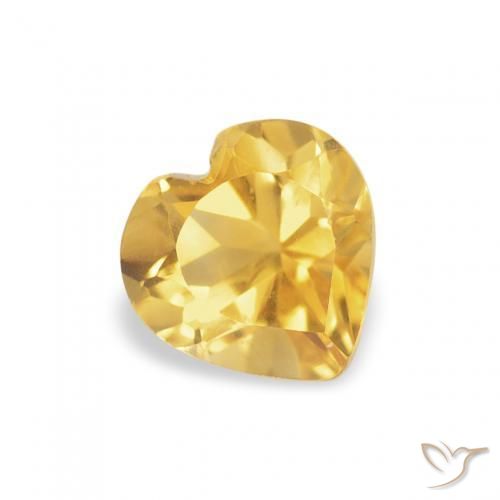 0.46 ct Golden Citrine Stone, Natural Citrine in Heart Facet Shape for Sale
