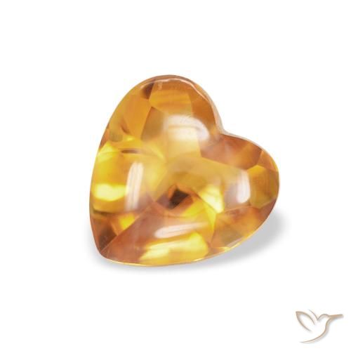 0.76ct Natural Medium Orange Citrine, Heart, Transparent