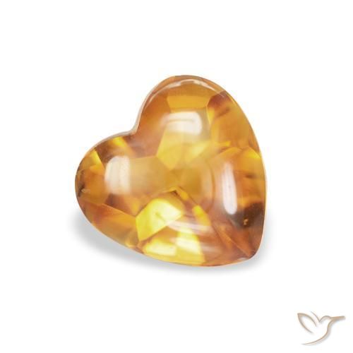 0.76 ct Golden Citrine Stone, Natural Citrine in Heart Buff-Top Shape for Sale