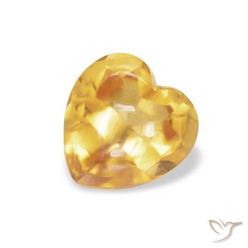 0.90ct Natural Medium Gold Citrine, Heart, Transparent