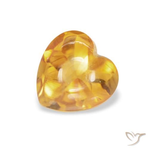 1.00ct Natural Medium Light Orange-Gold Citrine, Heart, Transparent