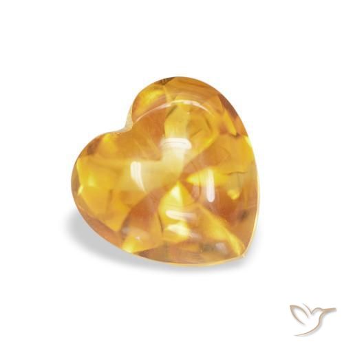 1.00 ct Golden Citrine Stone, Natural Citrine in Heart Buff-Top Shape for Sale