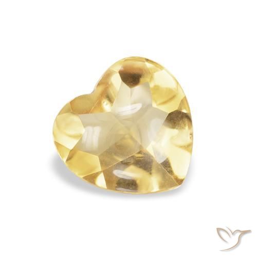 0.68 ct Yellow Citrine Stone, Natural Citrine in Heart Buff-Top Shape for Sale
