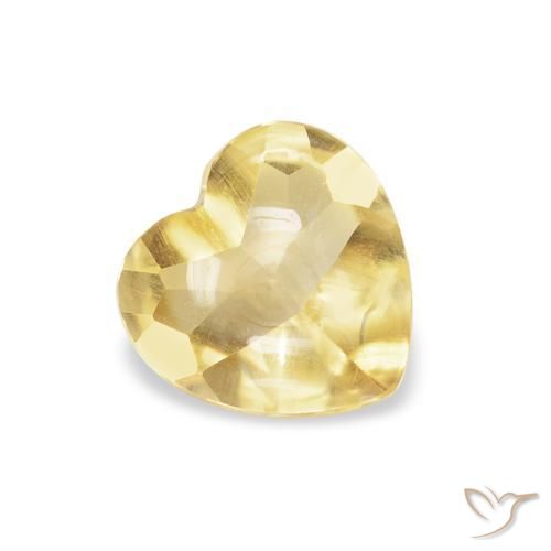 0.74 ct Yellow Citrine Stone, Natural Citrine in Heart Buff-Top Shape for Sale
