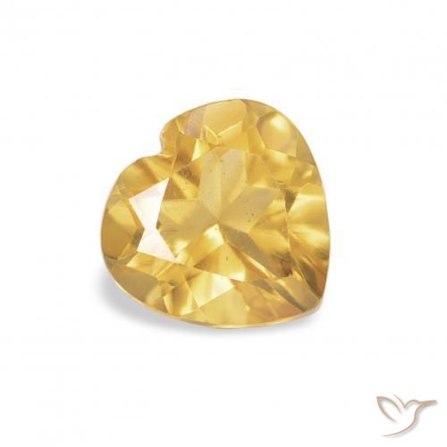 0.73 ct Golden Citrine Stone, Natural Citrine in Heart Facet Shape for Sale
