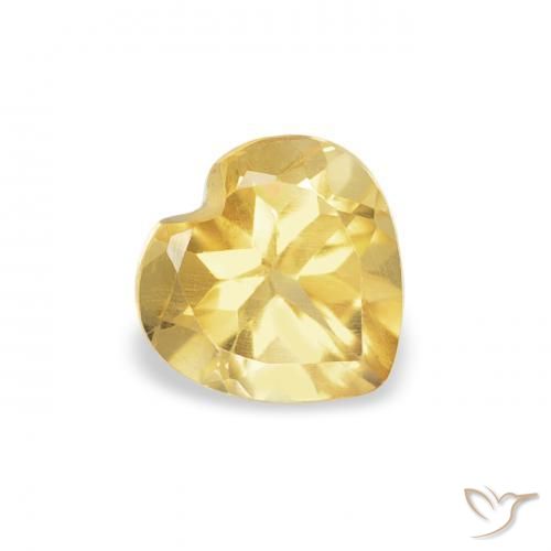 0.42 ct Yellow Citrine Stone, Natural Citrine in Heart Facet Shape for Sale