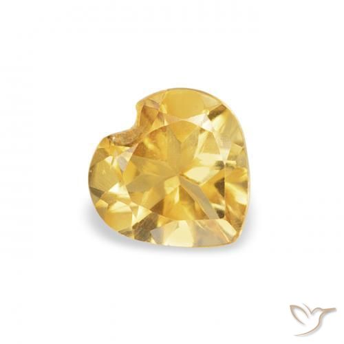 0.34 ct Golden Citrine Stone, Natural Citrine in Heart Facet Shape for Sale