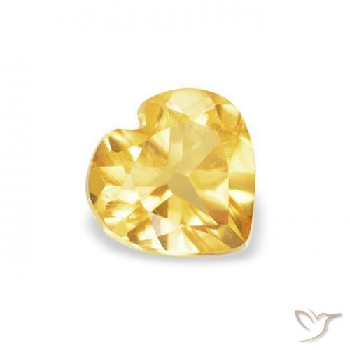 0.45 ct Golden Citrine Stone, Natural Citrine in Heart Facet Shape for Sale